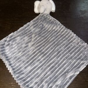 Modern Baby Gray Elephant Baby Lovey Security Blanket Ribbed Textured